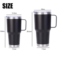 Mug de voyage sport isotherme 30oz en acier inoxydable à double paroi avec poignée et paille, personnalisable avec logo