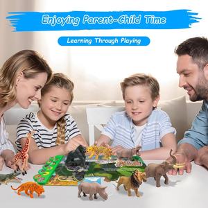 Figurines d'animaux Jouets avec livres sonores 10 pièces Figurines d'animaux <span class=keywords><strong>de</strong></span> <span class=keywords><strong>la</strong></span> <span class=keywords><strong>jungle</strong></span> réalistes et <span class=keywords><strong>livre</strong></span> d'animaux <span class=keywords><strong>de</strong></span> safari avec 10 boutons - Product Image 4