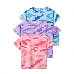 Baby Girls' Knitted Western Print O-Neck Short Sleeve Cotton Blend T-Shirt with Breathable & Quick Dry Features Casual Wear - Product Image 1