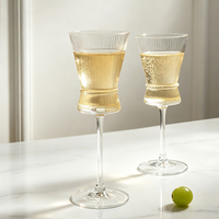 Vintage Verticale Geribbelde Glazen 290ml 9.8oz Elegante Champagne Glazen Fluit Wijnglas Kelk voor Bruiloft Bar Feest