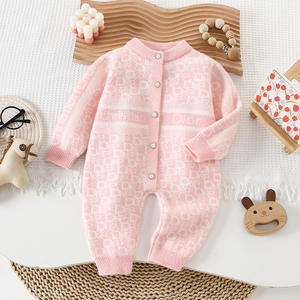 Mono de Escalada de Color Sólido 100% Algodón, Tejido de Punto, Cierre de Botones Prismáticos con Diseño de Oso, Estilo Casual, Ropa de Invierno con Bolsillo - Product Image 2