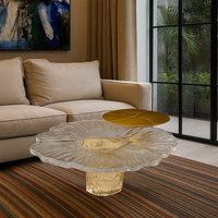 JingYue dessus de table élégant en résine transparente de luxe personnalisée meubles artisanaux pour espaces commerciaux hôtels salons