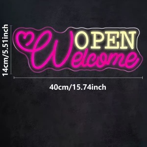 Enseigne murale personnalisée pour vitrine de magasin - Design d'enseigne au néon LED OPEN WELCOME - Product Image 6