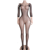 Combinaison en résille avec strass, collants de danse, tenue de scène, lingerie de club, string, tenue de strip-teaseuse, vêtements de nuit sexy