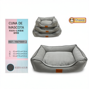 Cucce per Animali Domestici Quadrate in Tessuto Tecnologico e Velluto di Mais Grigio - Product Image 2