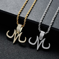 BESDZ0236 Collier pendentif en cuivre et zircon, style hip-hop, avec logo magique de Dragon Ball, Dark Magician Babidi, personnage M, style européen et américain