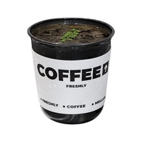 Gobelet jetable en plastique PET à paroi simple Shirong 90 mm avec couvercle en forme de U pour emballage à emporter, café, boissons froides, noir, revêtement UV
