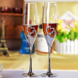 Vente de gros Flûtes romantiques en forme de cœur pour mariage et verres à <span class=keywords><strong>champagne</strong></span> en métal Verre à <span class=keywords><strong>champagne</strong></span> en acier inoxydable - Product Image 5