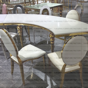Silla de Boda de Acero Inoxidable de Lujo Dorada, con Respaldo Intercambiable y Extraíble, Estilo Luis - Product Image 4