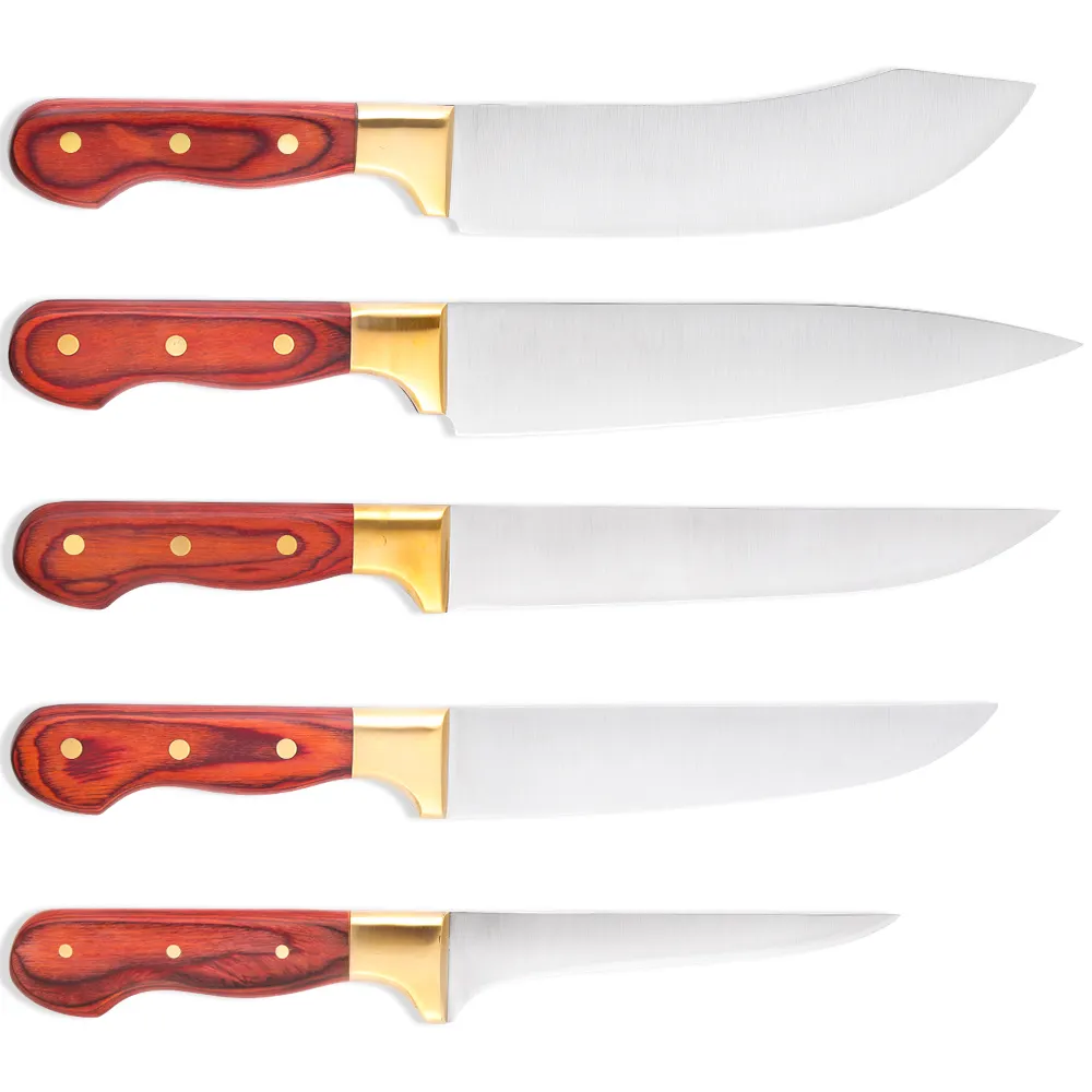GES032 5pcs Knife Set 3 Layers Steel Sharp Multi Knife Kitchen Set Butcher Comfortable ABS Handle