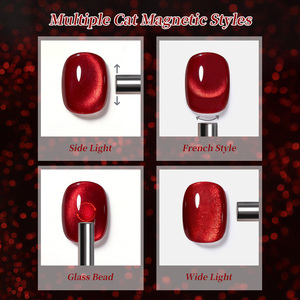 BORN PRETTY Esmalte de Uñas Magnético Rojo Ojo de Gato 10ml con Cuentas de Cristal Brillantes, Barniz UV LED Removible para Salón, Uñas Rojas Cristalinas - Product Image 5