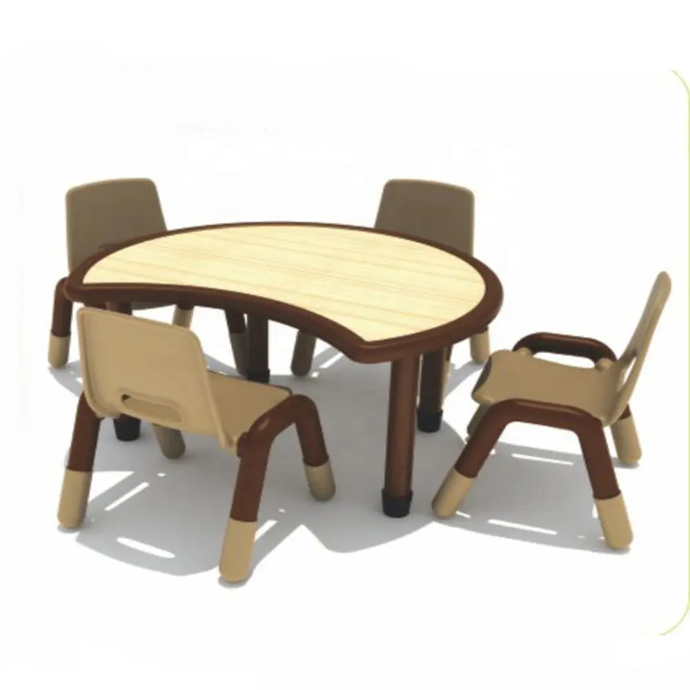 Anaokulu mobilyası lüks ayarlanabilir hilal masa ve sandalyeler çocuk çalışma masası ve sandalye