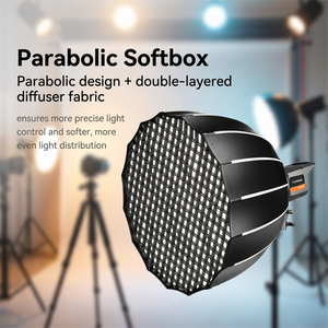 Softbox Parabólico de 60cm para Transmisión en Vivo, Luz de Relleno, Iluminación Precisa, Instalación Rápida, Cubierta de Luz Suave con Acabado Pulido Profundo - Product Image 2