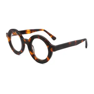 2024 große Rahmen-Brille Anti-Blaue Brille Vintage Brillen-Rahmen Uv400 Schutz Acetat runde optische Brille