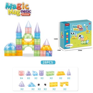Jeu de construction de château <span class=keywords><strong>en</strong></span> tuiles magnétiques transparentes créatives EPT pour enfants, jouet éducatif STEM, puzzle d'apprentissage, blocs de construction - Product Image 5