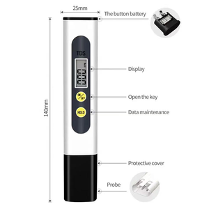 ปากกาทดสอบน้ำ TDS มิเตอร์ดิจิตอลความแม่นยำสูง0-9999ppm แบบพกพาเครื่องวัด PPM พร้อม ATC สำหรับน้ำดื่มตู้ปลาสระว่ายน้ำ - Product Image 3