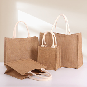 Custom Flax Shopping Bag Handle <strong>Jute</strong> Bag Recycle Natural Tote <strong>Jute</strong> Shopping Bag - Product Image 3