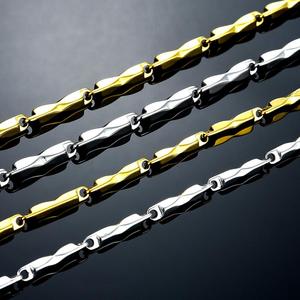 Collier chaîne en acier inoxydable couleur or/argent 2,5 mm/3 mm, maillons en forme de bambou, pour femmes et hommes, collier ras du cou, accessoires de bijoux de haute qualité - Product Image 1