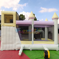 Pastellfarbene PVC Aufblasbare Spielplatz-Kombination mit Rutsche, Planschbecken und Hüpfburg-Wasserrutsche für Schulen, Außen-/Innenbereich