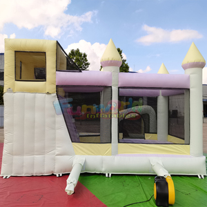 Pastel color <b>inflatable</b> playground combo slide with splash pool bounce house waterslide - Product Image 3