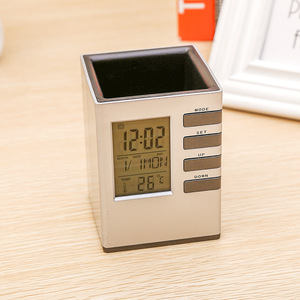 Pen Holder <b>Clock</b> <b>Digital</b> Alarm With Temperature Display For Office Study Bedroom - Product Image 2