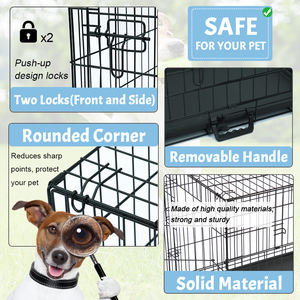 Haze <span class=keywords><strong>Blue</strong></span> Double Porte Grande Caisse Pliable En Métal Pour Chien Intérieur <span class=keywords><strong>Cages</strong></span> Pour Animaux Maisons En Plein Air Chien Chenil Cage - Product Image 5