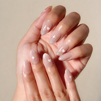 Ongles à presser scintillants mignons, motif cœur blanc, couverture complète, faux ongles en gel réutilisables