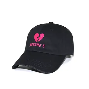 Guangzhou factory high quality Cotton plain 6 panel cap low profile classic dat hat with custom flat embroidery logo