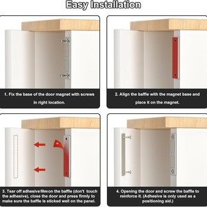 Loquet magnétique pour porte d'armoire, en acier inoxydable, ultra fin, sans perçage, pour tiroir de placard, loquet de porte d'armoire de camping-car, paquet de 4 - Product Image 4