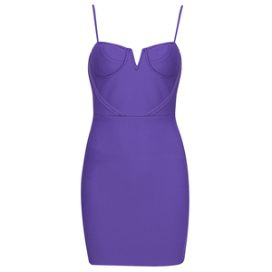 ADYABY Irregular Swing Color sólido Mini vestido de mujer elegante púrpura Sexy de fiesta Color vendaje vestidos - Product Image 6