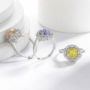 Wedding Jewelry Finger Band for Women Luxury Colorful Zircon Finger Ring Bride Super Sparkly High Carbon Diamond <b>Snowflake</b> Ring - Product Image 3