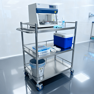 Chariot de soins infirmiers multifonctionnel pratique pour hôpital 4 roulettes en acier inoxydable Chariot médical robuste et durable pour une utilisation en hôtel - Product Image 5