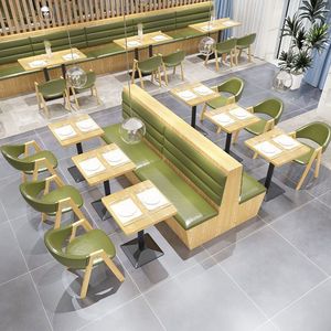 Conjunto de Mesa y Sillas Semicirculares Resistentes para Restaurante Informal, Cafetería de Té con Leche - Product Image 3