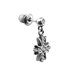 S925 Sterling Silver Cross Drop Earrings With Crystal Inlay For Men Everyday Wear - Product Image 3