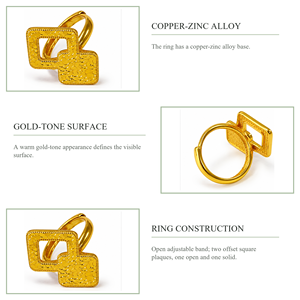 Anillo de Cóctel Geométrico Moderno Chapado en Oro de 24K, Joyería de Moda Unisex para Uso Diario - Product Image 3