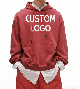 Creative Fashion 420g Highweight Cotton Polyester Bright <b>Red</b> <b>Hoodie</b> Hooded with Fur High Quality Pullover Washed Print <b>Hoodie</b> - Product Image 3