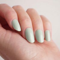 Faux ongles en gel souple réutilisables, sans HEMA, ronds, de taille moyenne, couleur menthe naturelle, à presser, pour marque privée