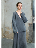 100% Reiner Kaschmir Atmungsaktiver Knitterfreier Tiefer V-Ausschnitt Pullover Damen Übergroßer Raglan-Ärmel Flauschiger Strick Weicher Warmer Winter-Pulli