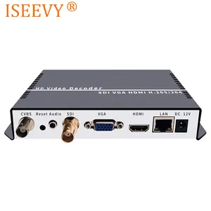 جهاز فك التشفير-ISEEVY H.265 H.264 SDI IP, جهاز فك التشفير مع SDI VGA CVBS ، يدعم الإخراج ، RTMP RTSP RTP UDP HTTP SRT ، فك تشفير تدفق الشبكة