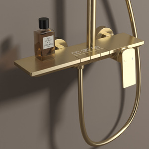 نظام دش فاخر دائري بتصميم المطر باللون الذهبي، صنابير حرارية بنمط رش المطر، مصنوع من النحاس مع صمام سيراميك للفنادق - Product Image 2