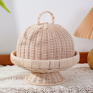 Assiette à collation haute tressée avec couvercle, anti-poussière et anti-insectes, idéale pour les fruits, les pains et le thé <span class=keywords><strong>de</strong></span> l'après-midi, lavable et résistante à la moisissure - Product Image 2