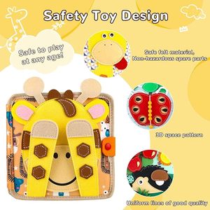 Libro Sensorial de Jirafa de Fieltro Montessori al por Mayor, Libro de Historias Silencioso, Habilidades Motoras Finas, Tablero de Actividades de Tela Suave, Regalo para Niños - Product Image 3