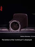 Pot Bunga Resin Persegi 15.7cm dengan Banyak Lubang Drainase Ramah Lingkungan Gaya Cina Sederhana untuk Penggunaan di Meja Taman dengan Anggrek Bonsai.
