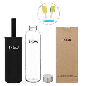 Bouteille d'eau en verre borosilicate transparent de haute qualité, logo personnalisé, bouteilles d'eau portables en gros - Product Image 4