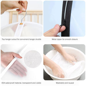 Xincai Logo personnalisé Transparent étanche suspendu vêtement sac lavable fermeture éclair anti-poussière <span class=keywords><strong>housse</strong></span> <span class=keywords><strong>de</strong></span> <span class=keywords><strong>protection</strong></span> <span class=keywords><strong>pour</strong></span> le stockage des <span class=keywords><strong>vêtements</strong></span> - Product Image 4
