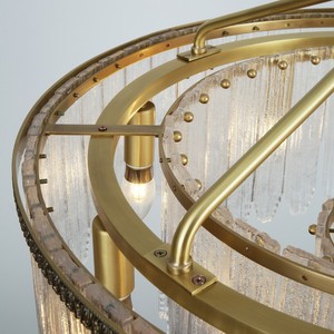 Copper <b>Indoor</b> Decoration Luxury Villa Canolighting Staircase Hotel Round Led Glass Chandelier Pendant <b>Lights</b> for High Ceiling - Product Image 2