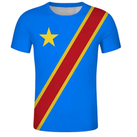 T-shirts décontractés pour hommes, coupe régulière, col rond, imprimés, 100 % polyester 180 g, République démocratique du Congo, personnalisables pour le dropshipping