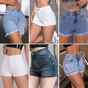 Shorts de mezclilla para <span class=keywords><strong>mujer</strong></span>, venta al por mayor, de verano, muy vendidos, hasta la rodilla, elásticos, rasgados, holgados y de talla grande - Product Image 3