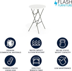 Mesa de Coquetel Portátil para Uso Interno e Externo, Mesa Alta Redonda de Plástico, Mesa Dobrável para Festas e Eventos de Casamento - Product Image 4