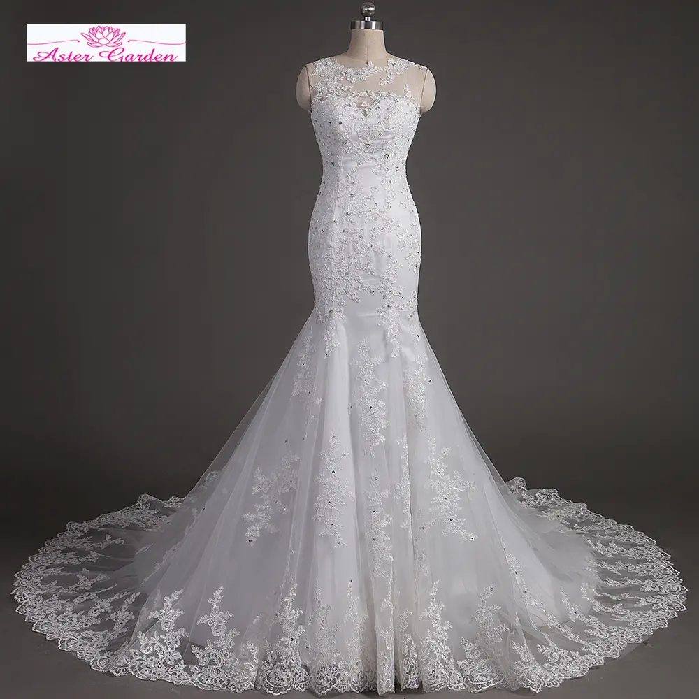 Vestido de casamento com apliques abertos, mais novo vestido de casamento com sereia, ombro e costas, decoração de casamento